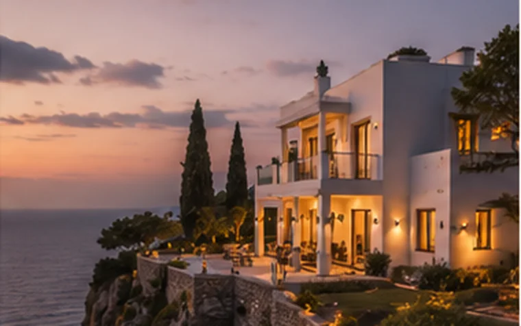 White clifftop villa overlooking the sea